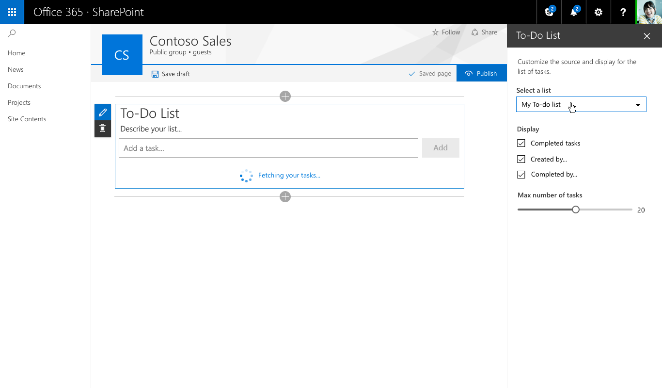 Web part showing loading indicator to load items