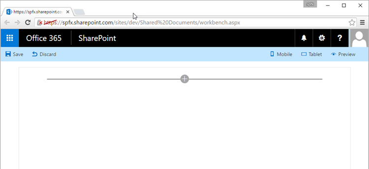 SharePoint Workbench running in a SharePoint Online site