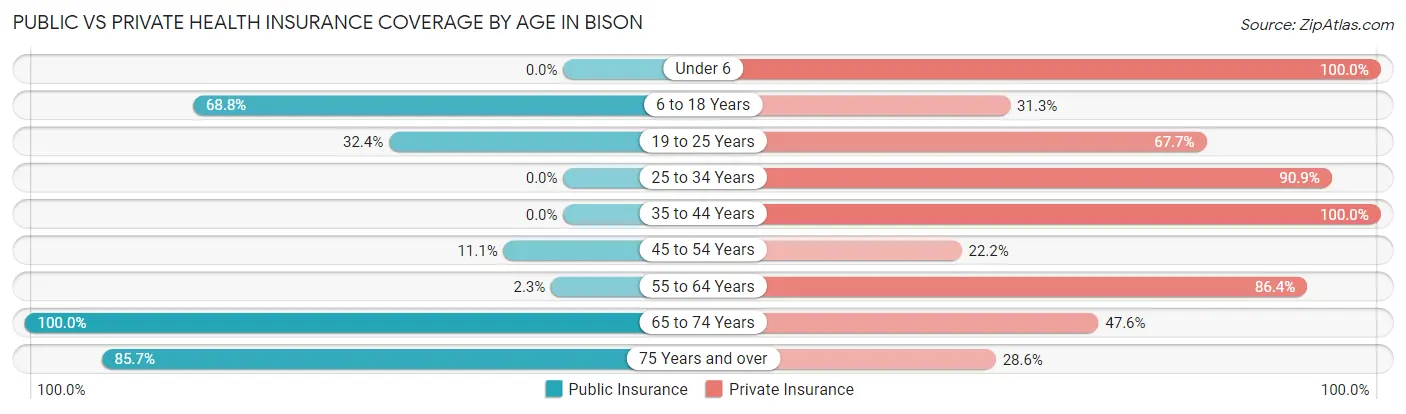Public vs Private Health Insurance Coverage by Age in Bison