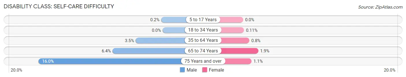 Disability in Zip Code 06382: <span>Self-Care Difficulty</span>