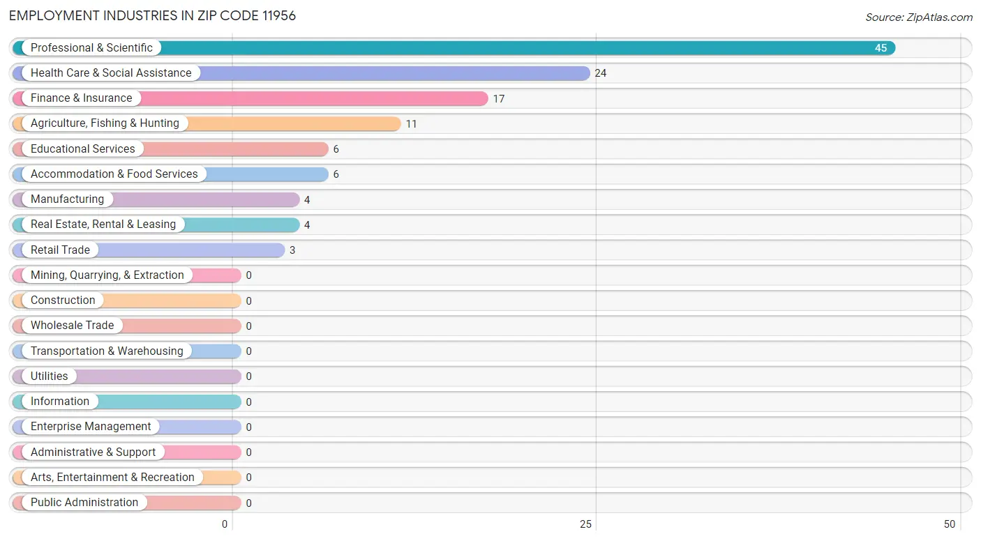 Employment Industries in Zip Code 11956