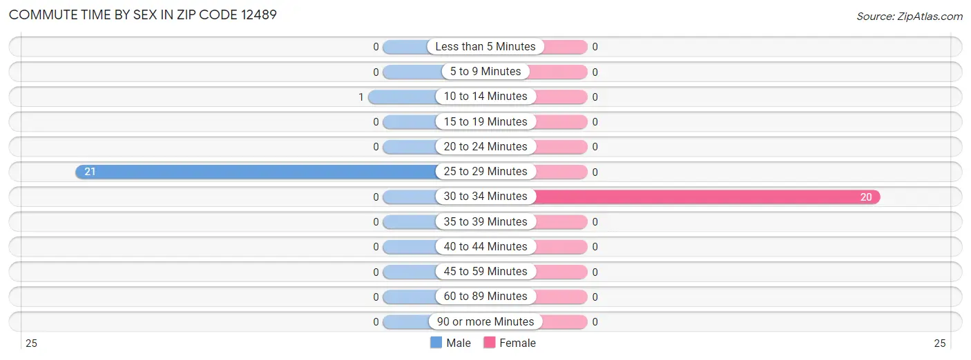 Commute Time by Sex in Zip Code 12489