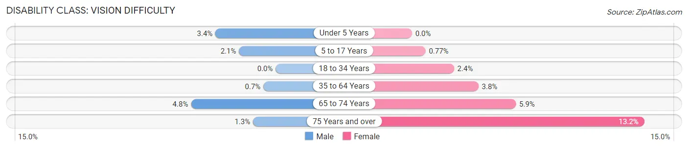 Disability in Zip Code 13208: <span>Vision Difficulty</span>