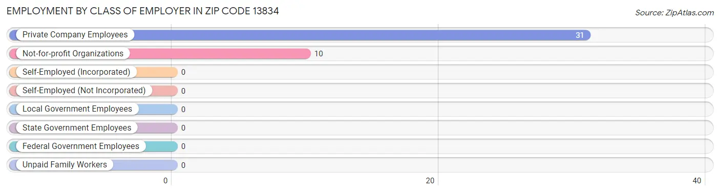 Employment by Class of Employer in Zip Code 13834