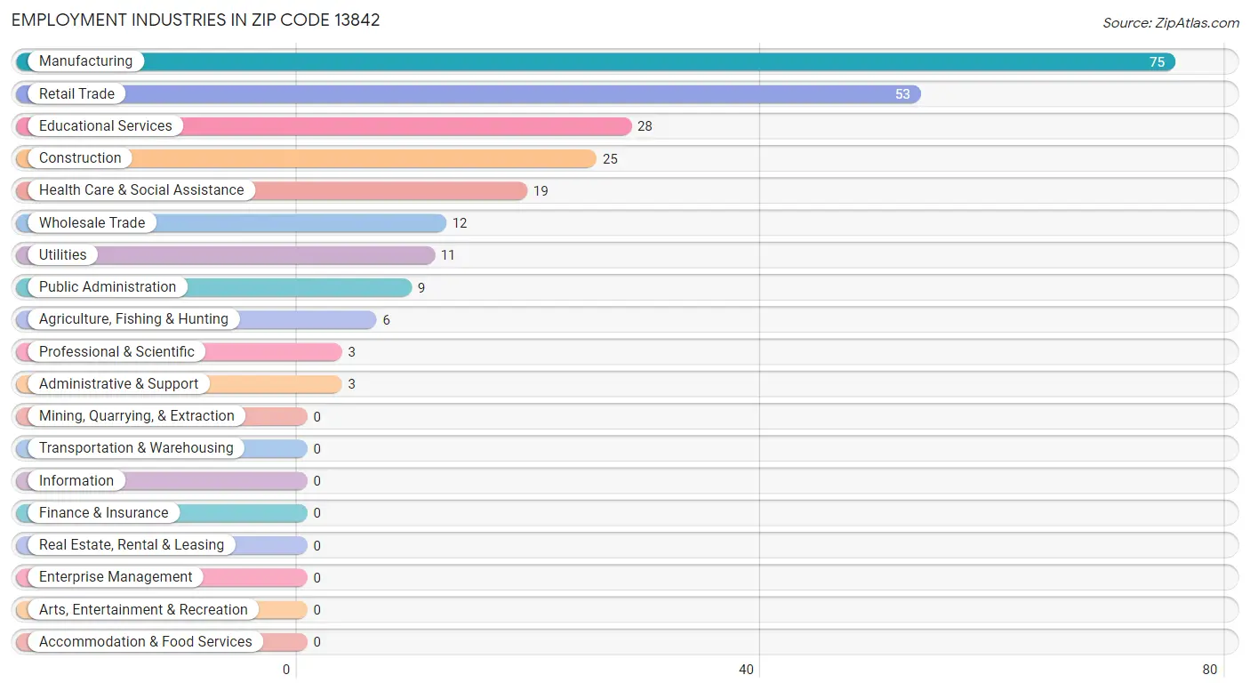 Employment Industries in Zip Code 13842