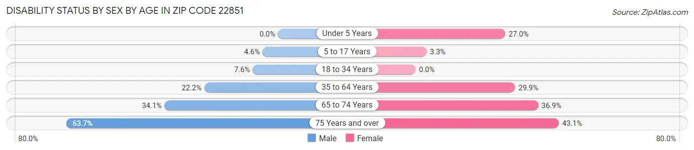 Disability Status by Sex by Age in Zip Code 22851
