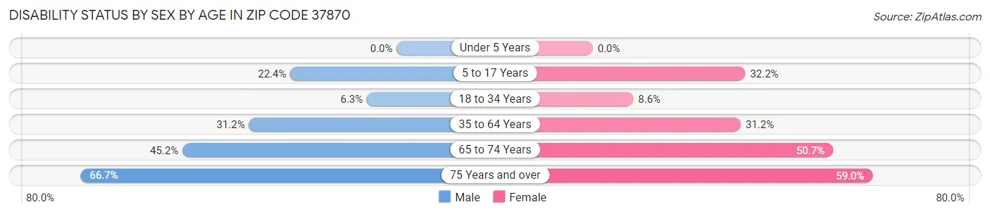 Disability Status by Sex by Age in Zip Code 37870