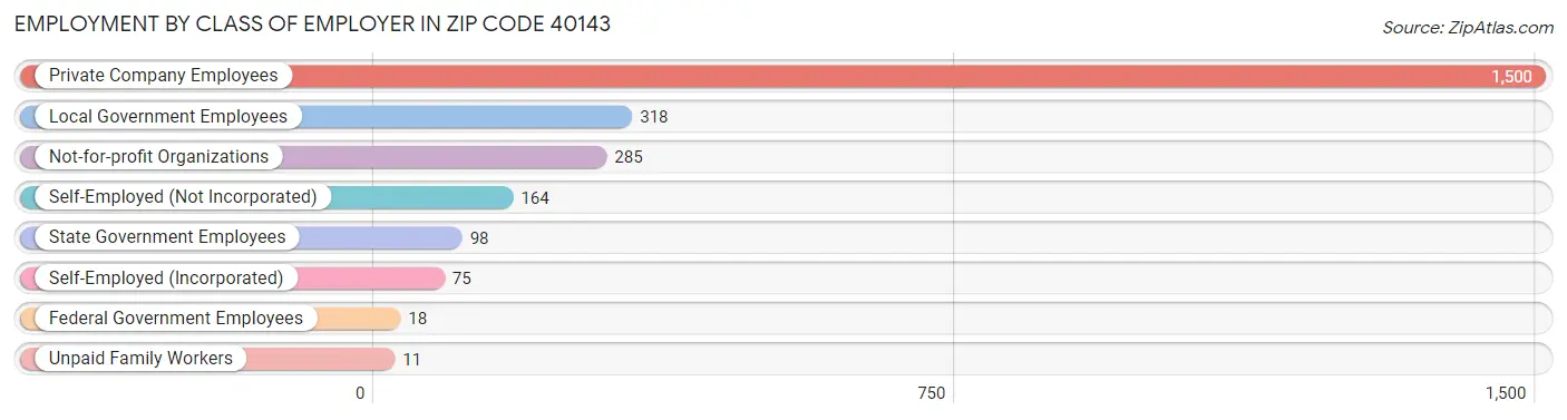 Employment by Class of Employer in Zip Code 40143