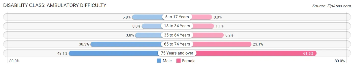 Disability in Zip Code 91202: <span>Ambulatory Difficulty</span>