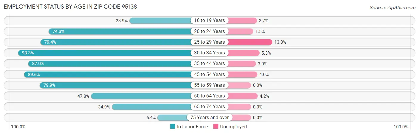 Employment Status by Age in Zip Code 95138