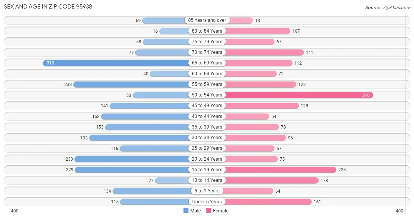 Sex and Age in Zip Code 95938