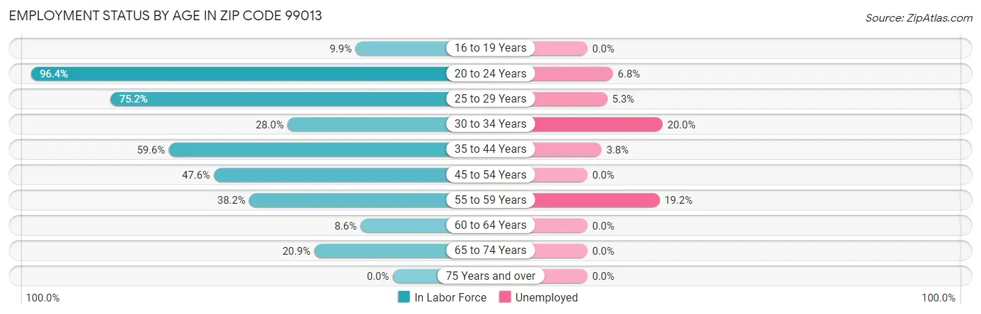 Employment Status by Age in Zip Code 99013