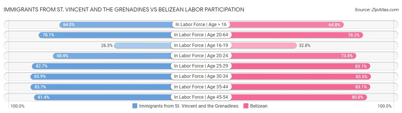 Immigrants from St. Vincent and the Grenadines vs Belizean Labor Participation
