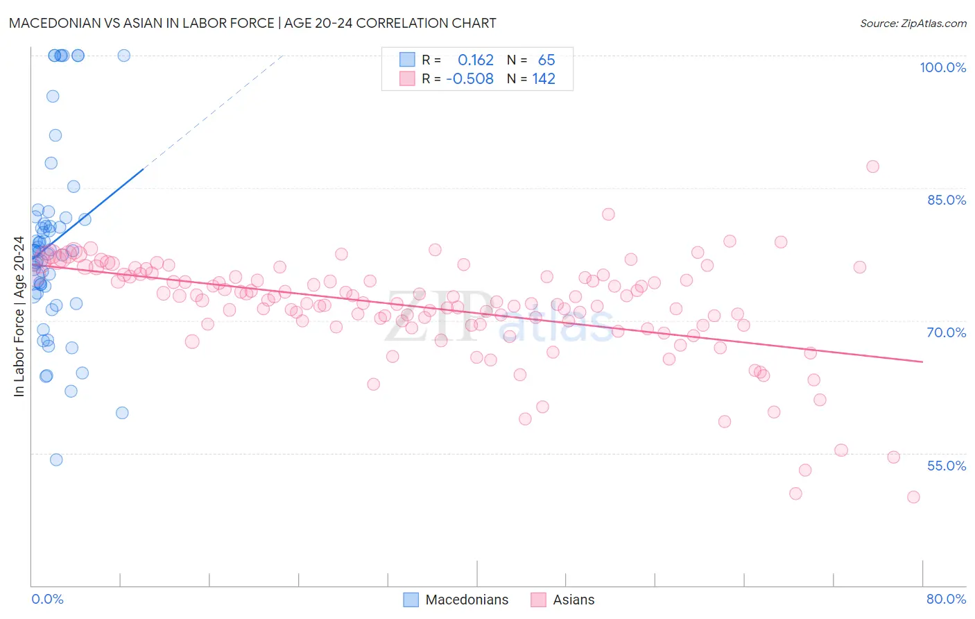 Macedonian vs Asian In Labor Force | Age 20-24