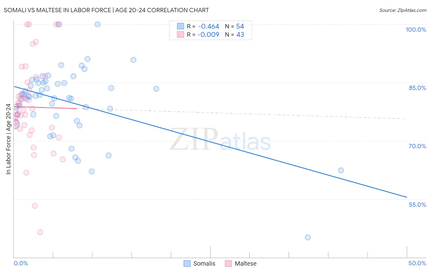 Somali vs Maltese In Labor Force | Age 20-24