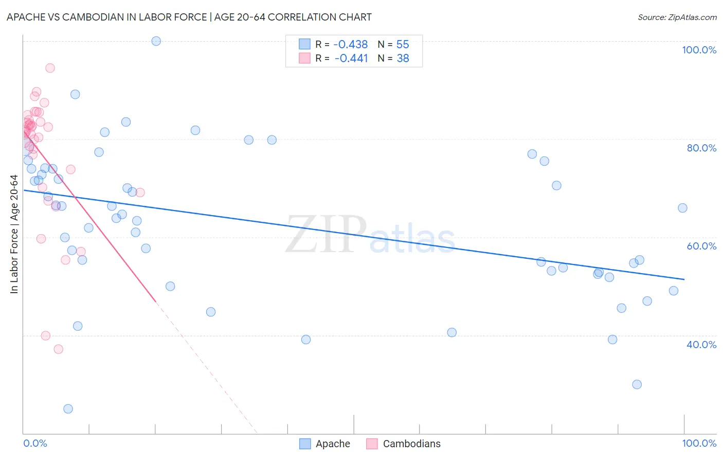 Apache vs Cambodian In Labor Force | Age 20-64
