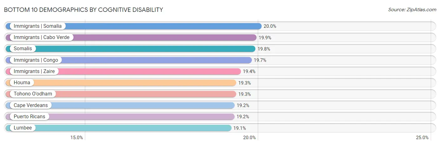 Bottom 10 Demographics by Cognitive Disability